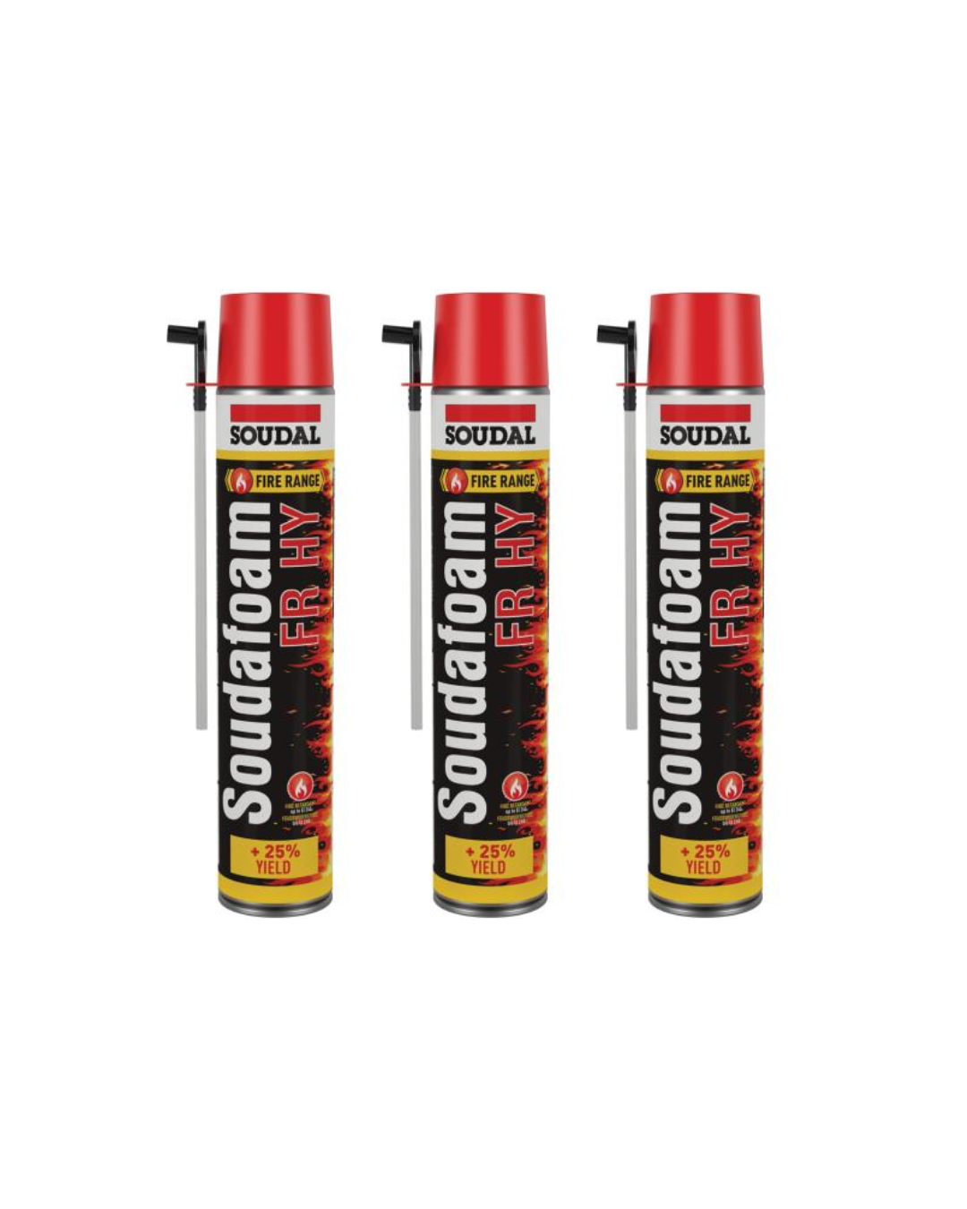 Soudal Soudafoam FR 750ml Main Product Photo B Front view of the 750ml Soudal Soudafoam FR aerosol can showing the red fire retardant label text