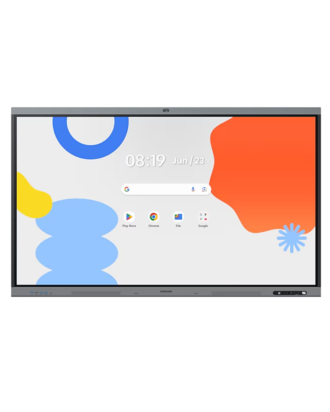 Samsung WSamsung WAF Series Interactive Touch Screen LH86WAFPLGCXUEAF Series Interactive Touch Screen LH65WAFPLGCXUE Samsung LH86WAFPLGCXUE 86 inch interactive Android E-Board touch display with built-in camera front view
