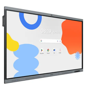Samsung LH75WAFPLGCXUE 75 inch interactive Android E-Board touch display with built-in camera front view