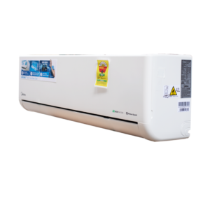 Front view of Midea 1.5HP indoor split inverter air conditioner indoor unit showing the clean sleek casing display layout