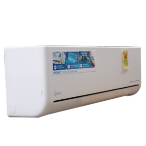 Front view of Midea 2.0HP indoor split inverter air conditioner indoor unit showing the clean sleek casing display layout