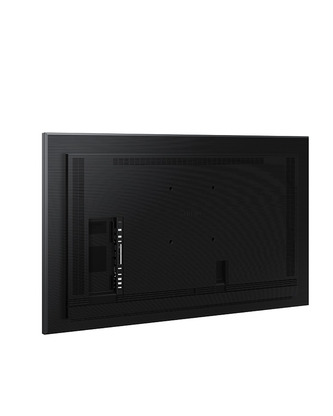 Samsung 50 Standalone Screen LH50QMBEBGCXUE Product Shots Different views of Samsung 50-inch indoor non-touch commercial standalone display screen showing the thin symmetrical border layout