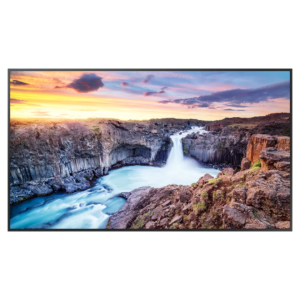 Front view of Samsung 55-inch indoor non-touch commercial standalone display screen showing the thin symmetrical border layout