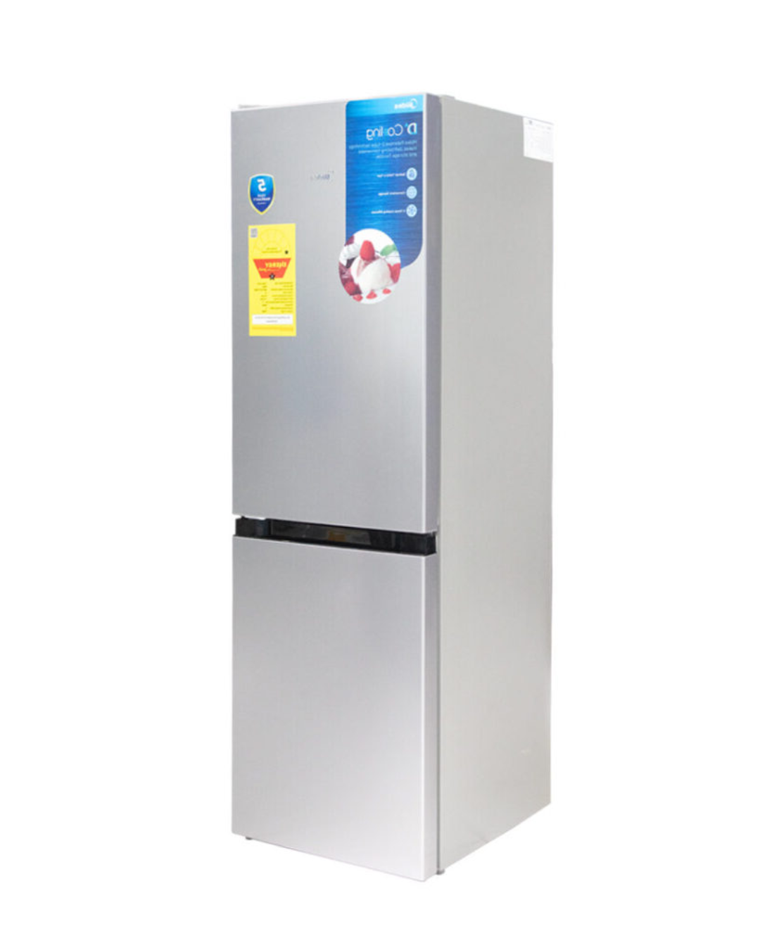 Midea Refrigerator MDRT241FTGN50 Product Shots Views of Midea indoor standalone top mount refrigerator unit showing the clean sleek compact casing display layout