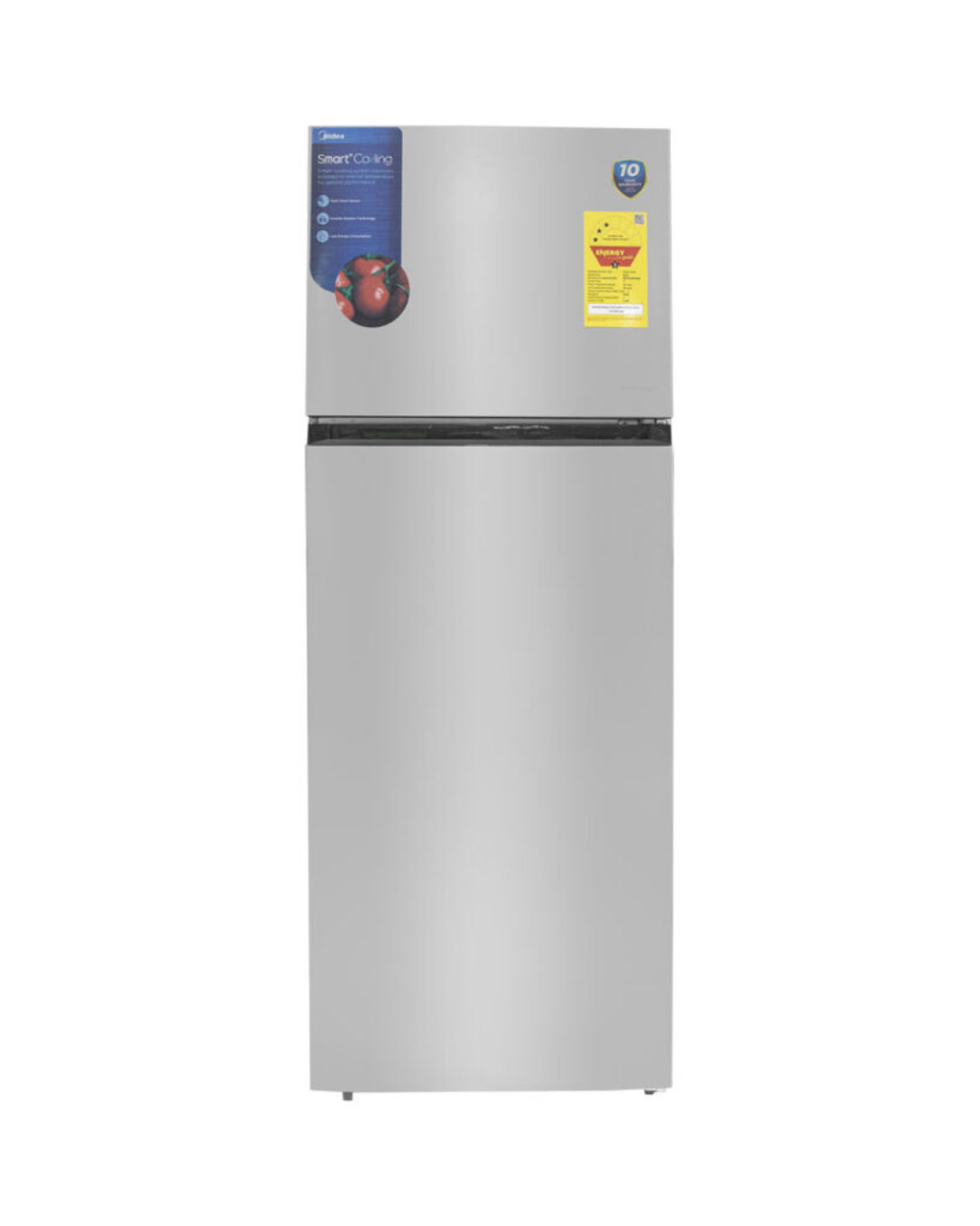 Midea Refrigerator MDRT645MTN46D Product Shot Front view of Midea indoor standalone top mount refrigerator unit showing the clean sleek compact casing display layout