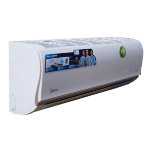 Front view of Midea 2.0HP indoor split inverter air conditioner indoor unit showing the clean sleek casing and digital LED display panel layout