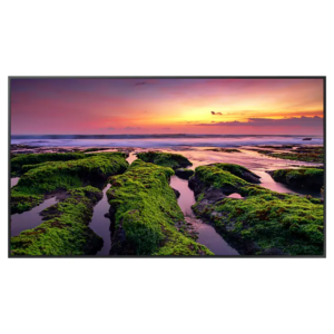 Front view of Samsung 75-inch indoor non-touch commercial standalone display screen showing the thin symmetrical border layout