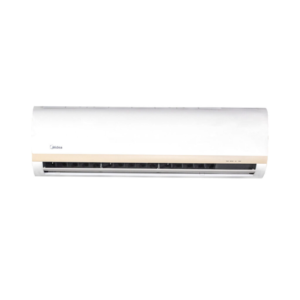 Alt Text Box: Front view of Midea 2.5HP indoor split inverter air conditioner indoor unit showing the clean sleek casing and crisp digital LED display layout