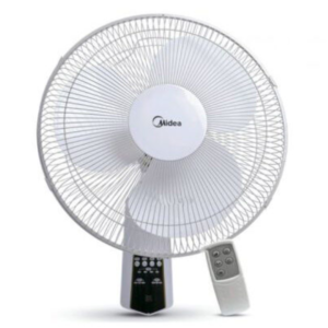 Views of Midea electric wall fan unit showing the clean sleek casing display layout