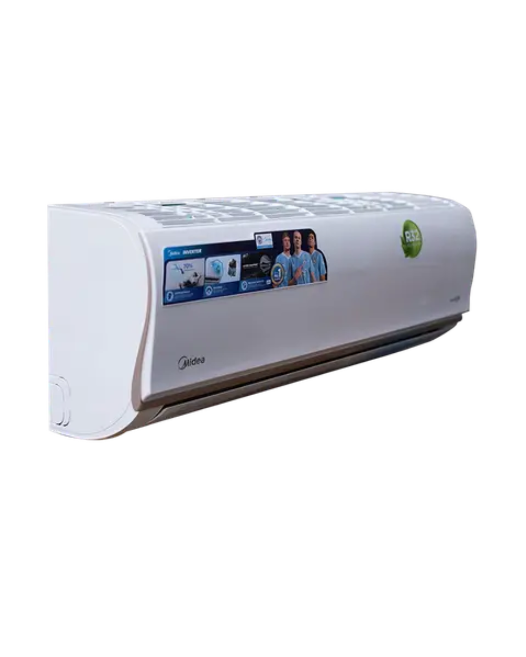 Midea 2.5HP Inverter AC MSAFD-22CRFN8 Product Shot Front view of Midea 2.5HP indoor split inverter air conditioner indoor unit showcasing the clean sleek layout casing and digital LED display panel