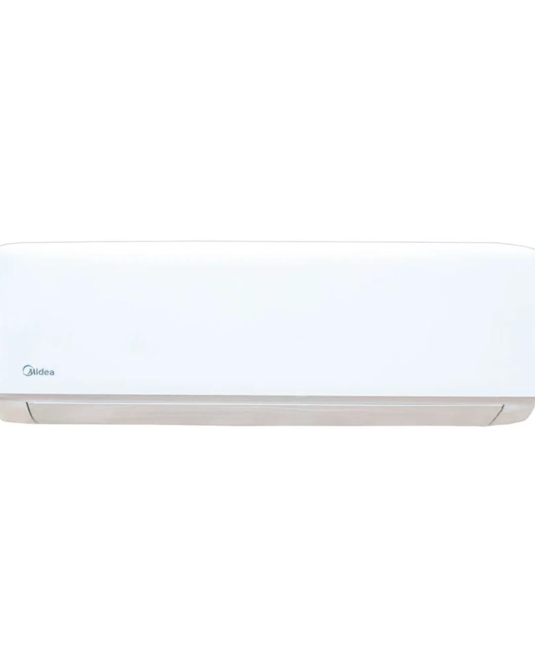Midea 2.5HP Inverter AC MSAGDU-24CRFN8 Product Shot Front view of Midea 2.5HP indoor split inverter air conditioner indoor unit showing the clean sleek white layout casing with digital LED display panel