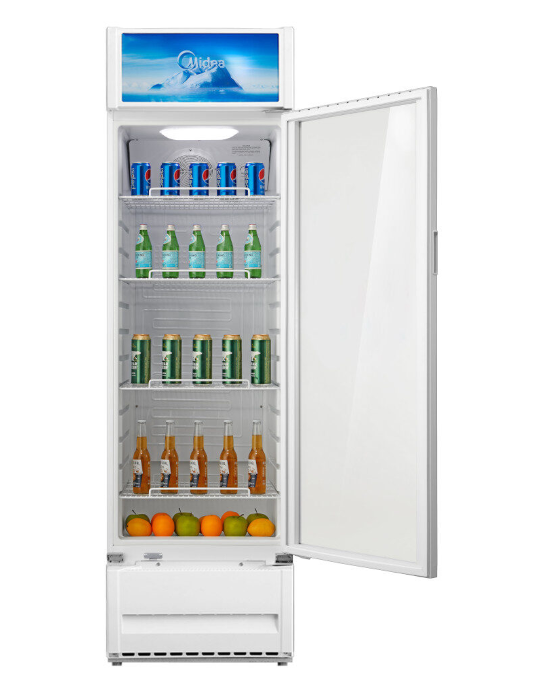 Midea Freezer MDRZ432FZG21 Product Shots View of Midea indoor standalone upright freezer unit showing the clean sleek compact casing display layout