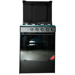 Front view of Midea M-SNIPER60 gas cooker unit showing the clean sleek stainless steel casing layout