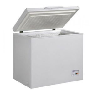 Front view of Midea chest freezer unit showing the clean sleek casing display layout