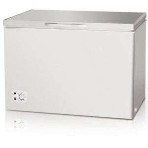 Front view of Midea chest freezer unit showing the clean sleek casing display layout