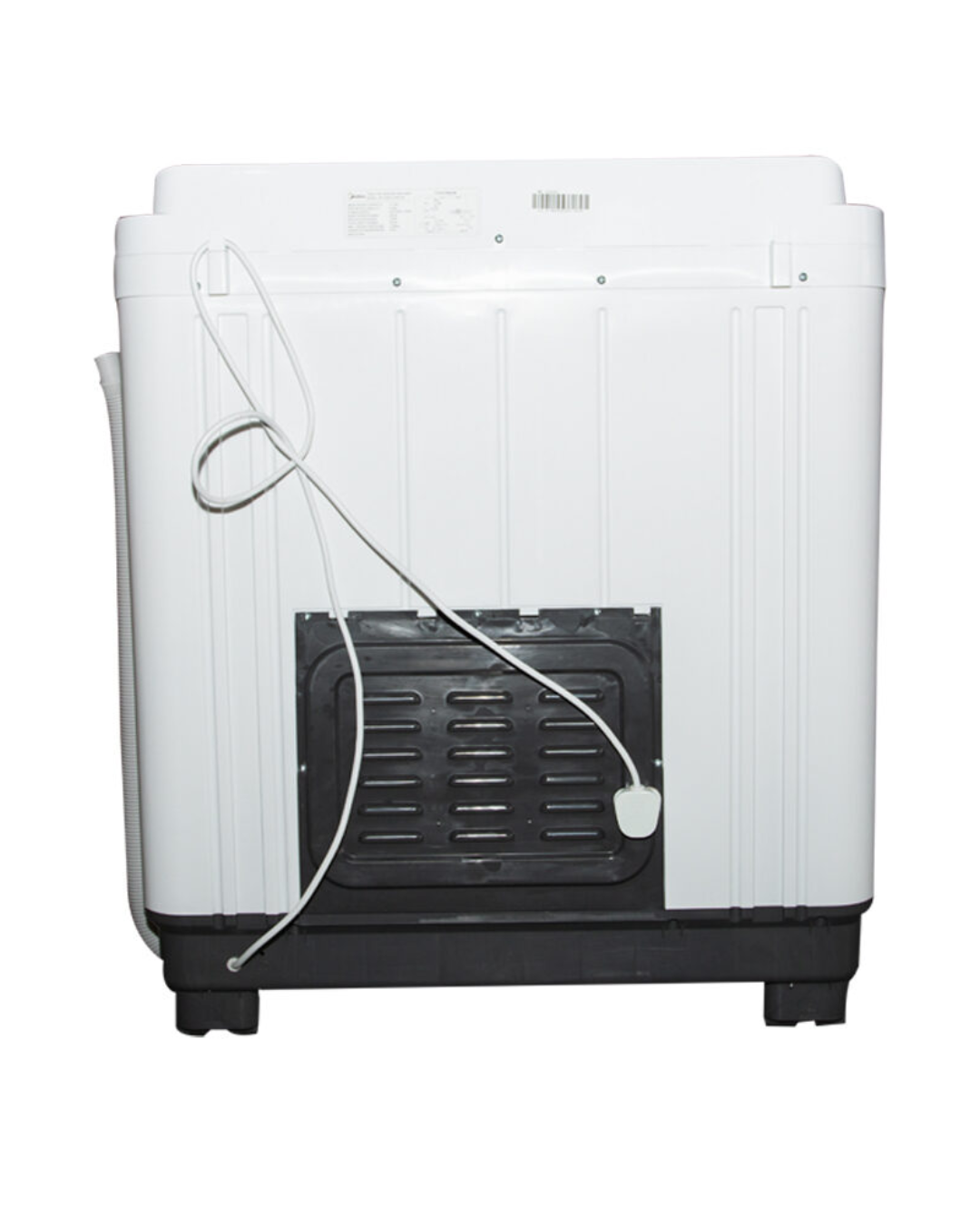 Midea Washing Machine MT100W120/WG Product Shots Views of Midea twin tub semi-automatic washing machine unit showing the clean sleek casing display layout