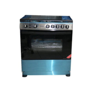 Front view of Midea 30AMG5G027-SILVER gas cooker unit showing the clean sleek inox silver stainless steel layout