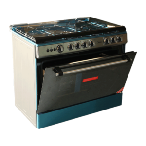 Front view of Midea 36LMG5G027-C 5-burner gas cooker unit showing the clean sleek inox silver stainless steel layout