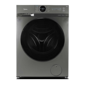 Front view of Midea front load washer dryer combo unit showing the clean sleek casing display layout