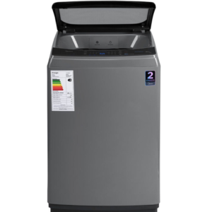 Front view of Midea top load washing machine unit showing the clean sleek casing display layout