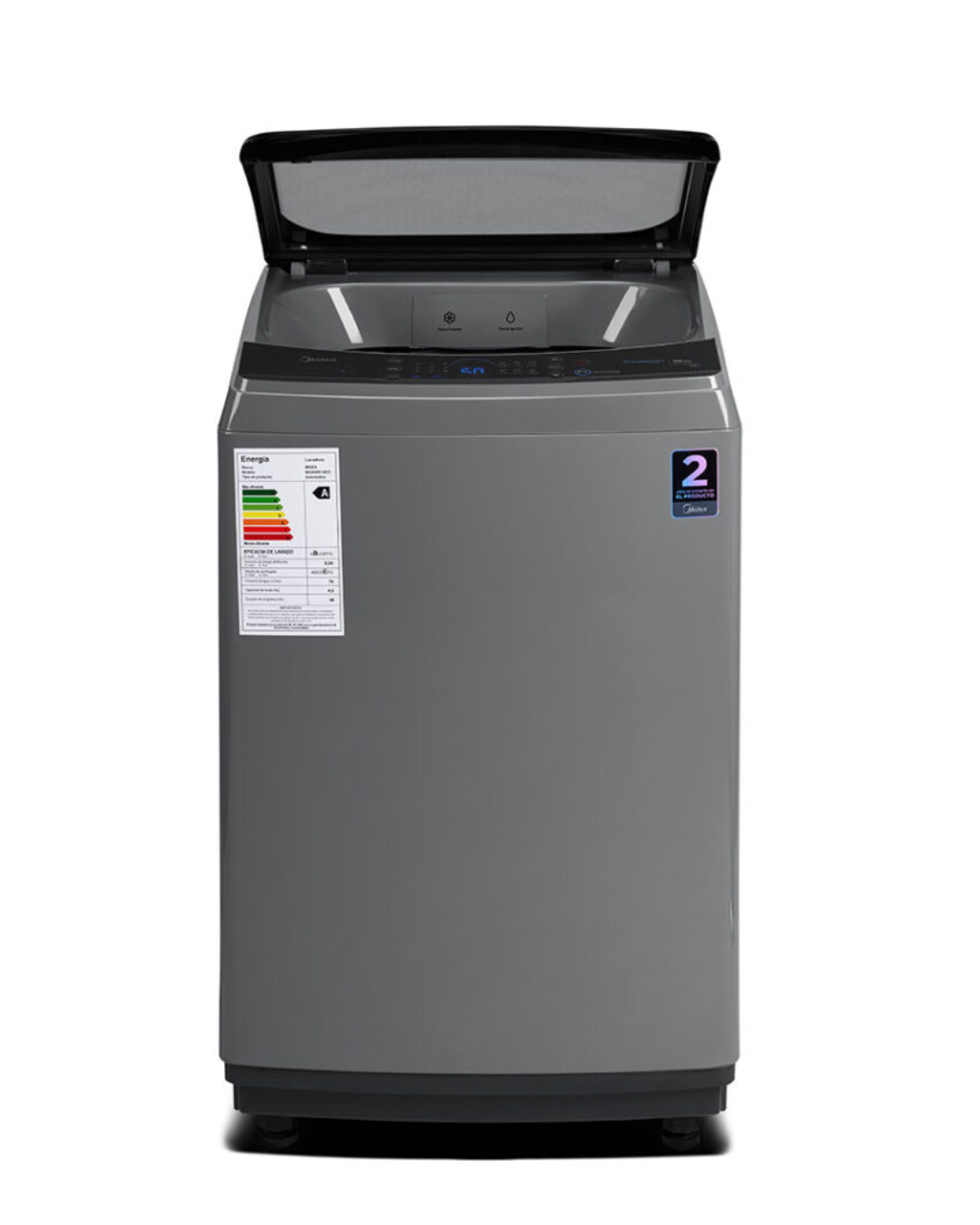 Midea Washing Machine MA500W180D/G-AFC Product Shot Front view of Midea top load washing machine unit showing the clean sleek casing display layout