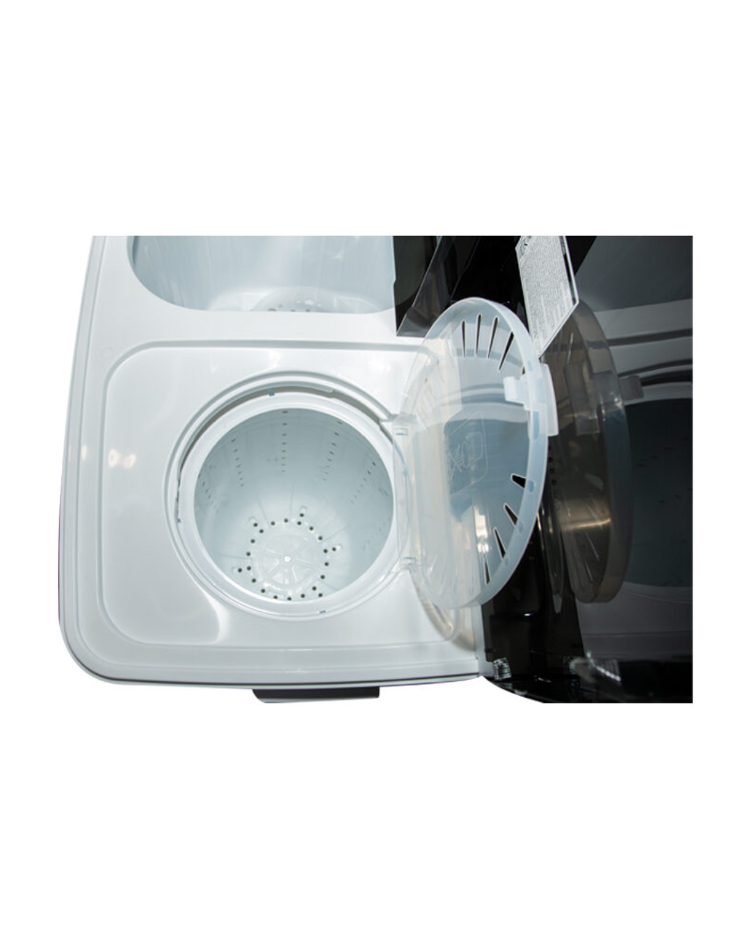 Midea Washing Machine MT100W180/WG-7 Product Shots Views of Midea twin tub semi-automatic washing machine unit showing the clean sleek casing display layout