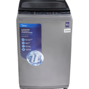 Front view of Midea top load washing machine unit showing the clean sleek casing display layout
