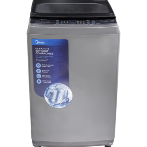 Front view of Midea top load washing machine unit showing the clean sleek casing display layout