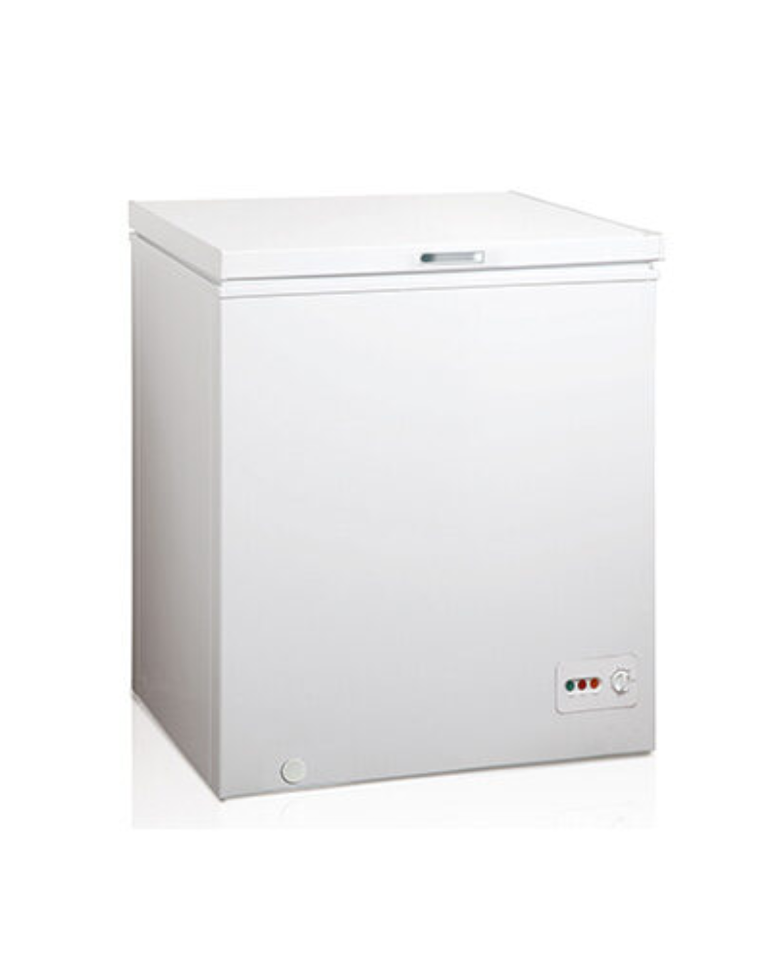 Midea Freezer MDRC207SLF01 Product Shot Front view of Midea chest freezer unit showing the clean sleek casing display layout